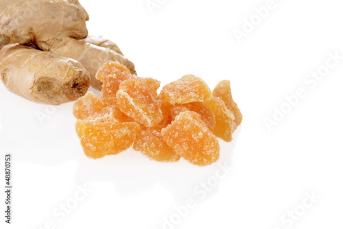 candied ginger with root