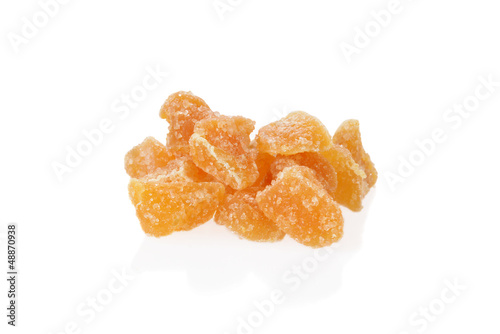 Pile of candied ginger shallow DOF
