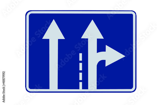 Road sign  Direction of traffic lanes  isolated