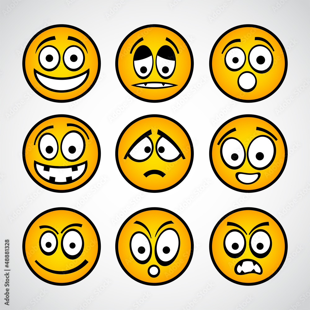 Fototapeta premium Set of funny yellow emoticons.