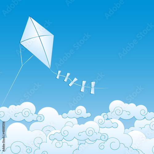 paper kite up in the clouds