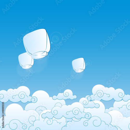  paper lanterns in the sky