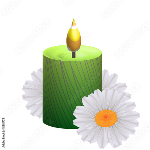 Spa concept: candle and camomile