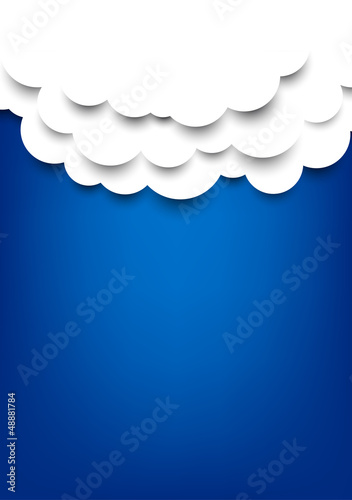Paper clouds over blue background.