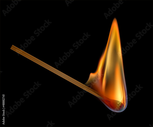 Flaming match on black background (EPS10)