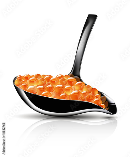 Red caviar spoon (Vector Ai10)