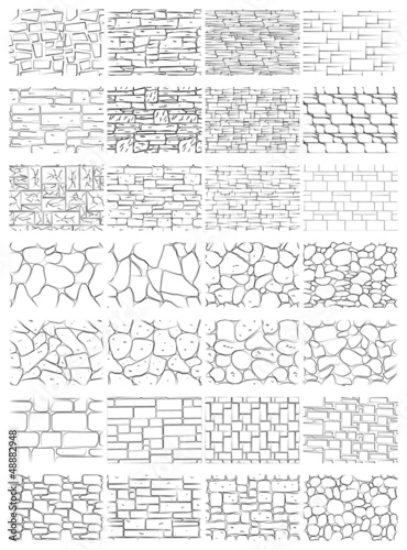 Print op canvas Collection textures brickwork for drawing in landscape design