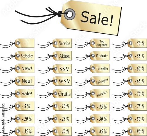 Preis,Aktions,Rabatt Schilder Aufkleber Vektor Gold