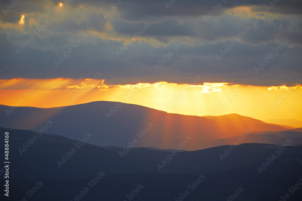 Jeseniky Mountains at the sunset, Czech Republic