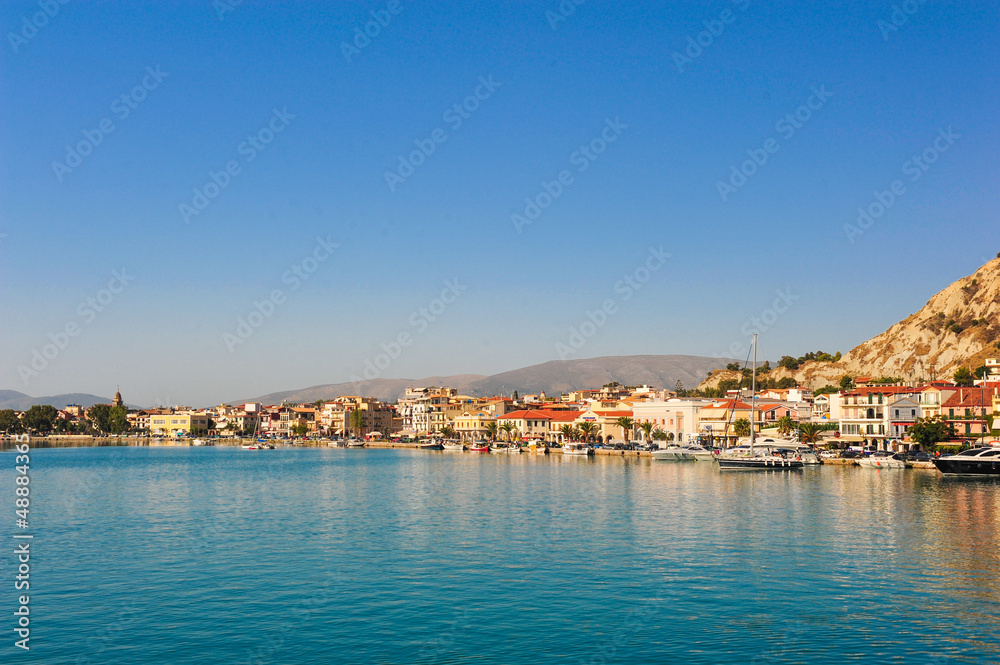 Panoramic view of the town and port of Zakynthos, Greece. Zante 