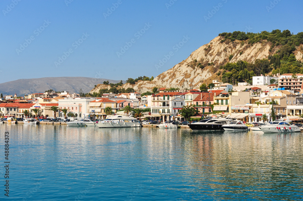 Panoramic view of the town and port of Zakynthos, Greece. Zante 