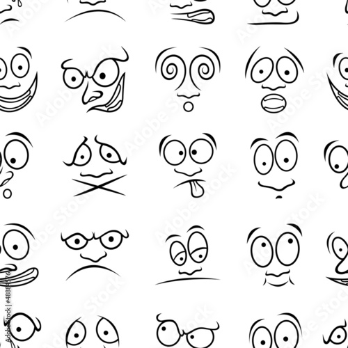 Cartoon emotions. Vector seamless pattern.