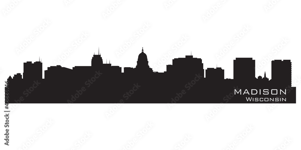Madison, Wisconsin skyline. Detailed city silhouette.