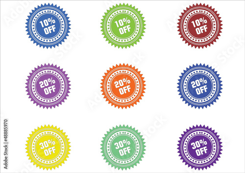 COLORFUL PERCENT OFF ICONS 10 20 30