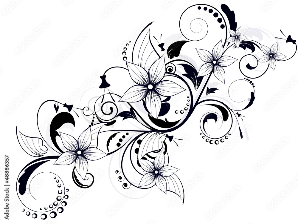 floral design element with swirls for spring floral design element with swirls for spring