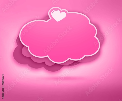 Valentines day card with heart and cloud