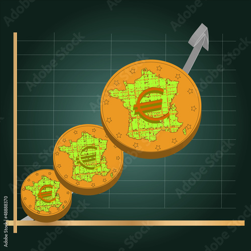 Graphique, carte de France et euro