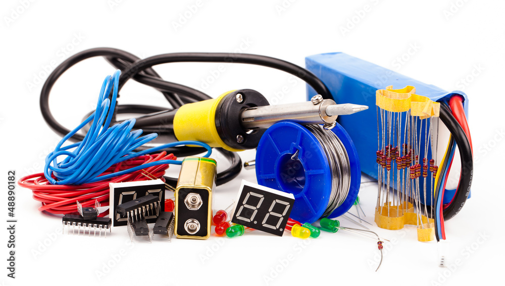pile of electronic components isolated on white pile of electronic components isolated on white