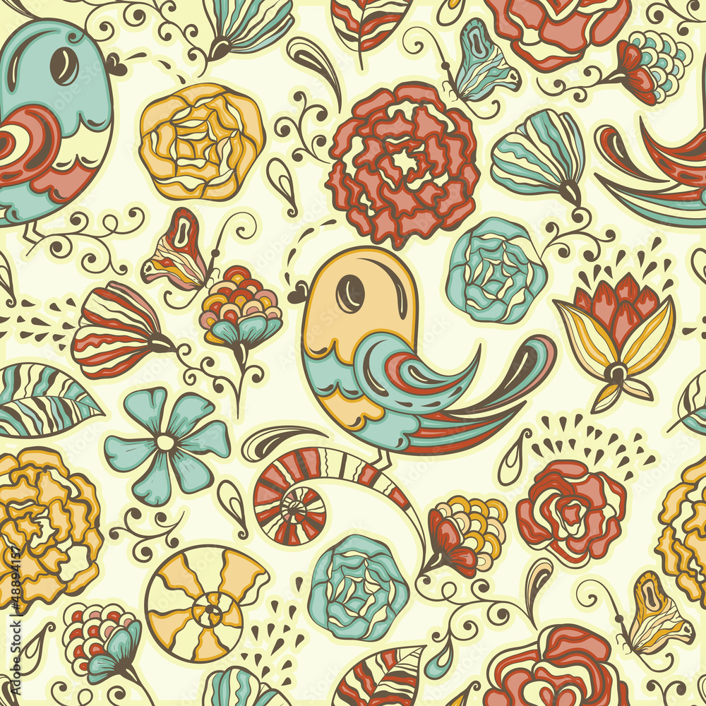 Vector Seamless Spring Pattern