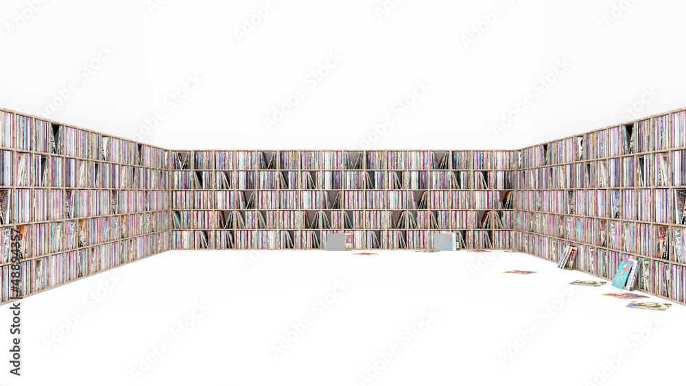 Vinyl Regal, Schallplatten Sammung isoliert Stock Illustration | Adobe Stock