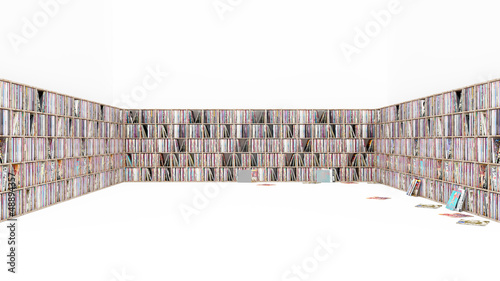 Vinyl Regal, Schallplatten Sammung isoliert