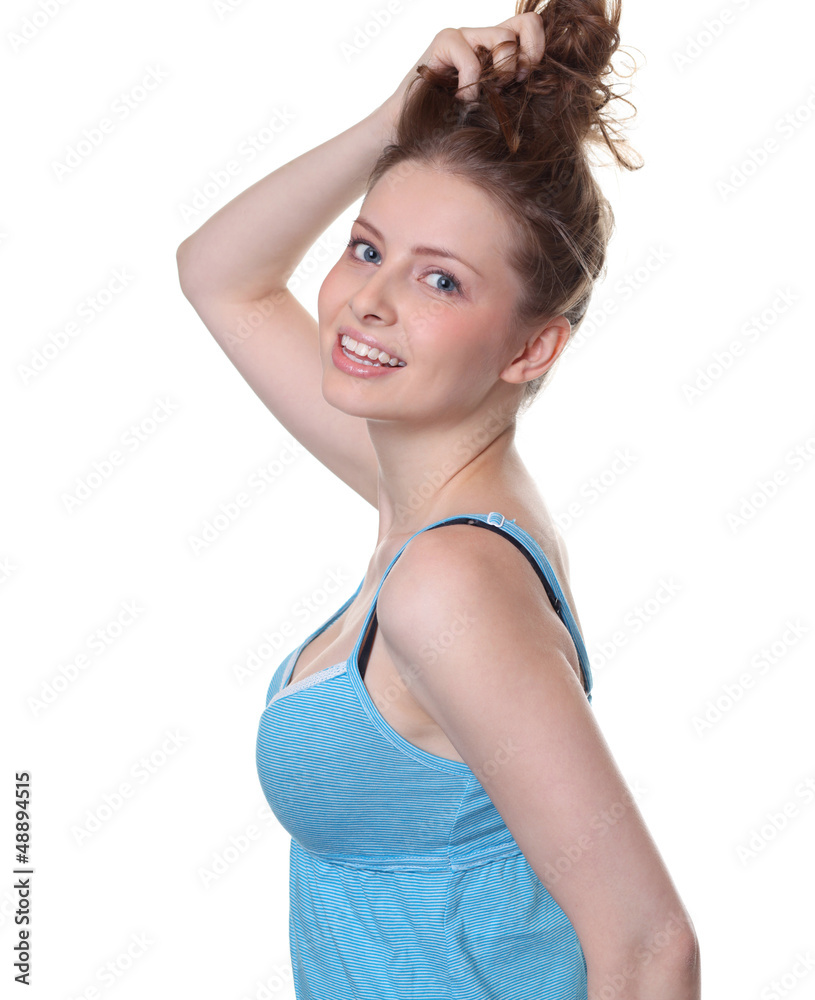 Sexy young woman in blue dress Sexy young woman in blue dress