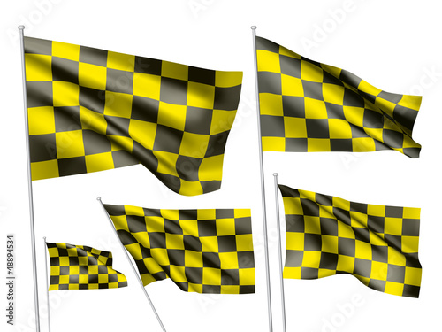 Yelow racing checkered vector flags