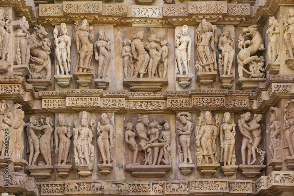 Khajuraho erotic carvings.