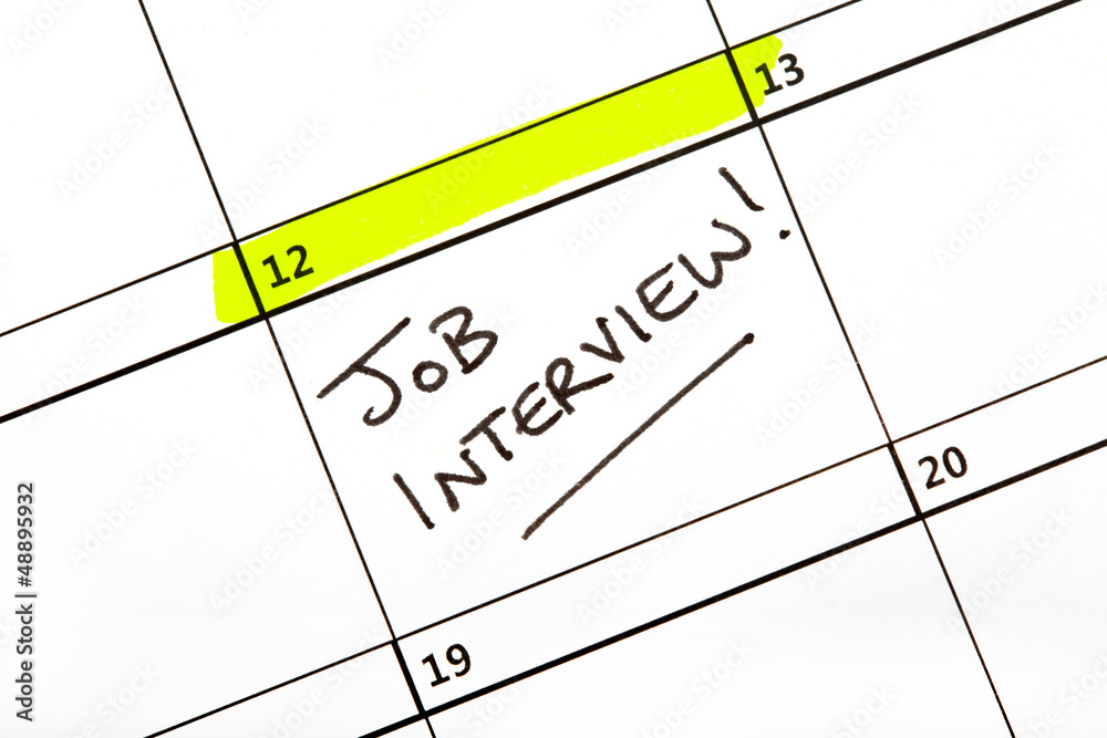 Job Interview Date on a Calendar Job Interview Date on a Calendar