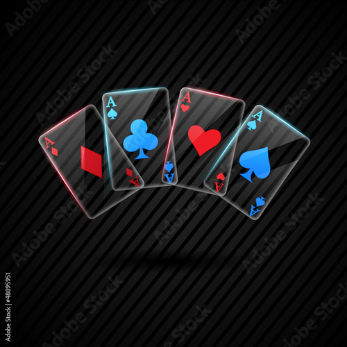 four Glass poker aces playing cards illustration transparent
