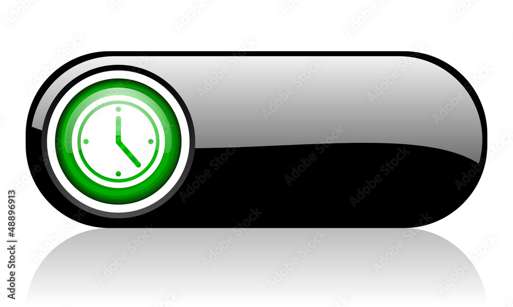 clock black and green web icon on white background clock black and green web icon on white background