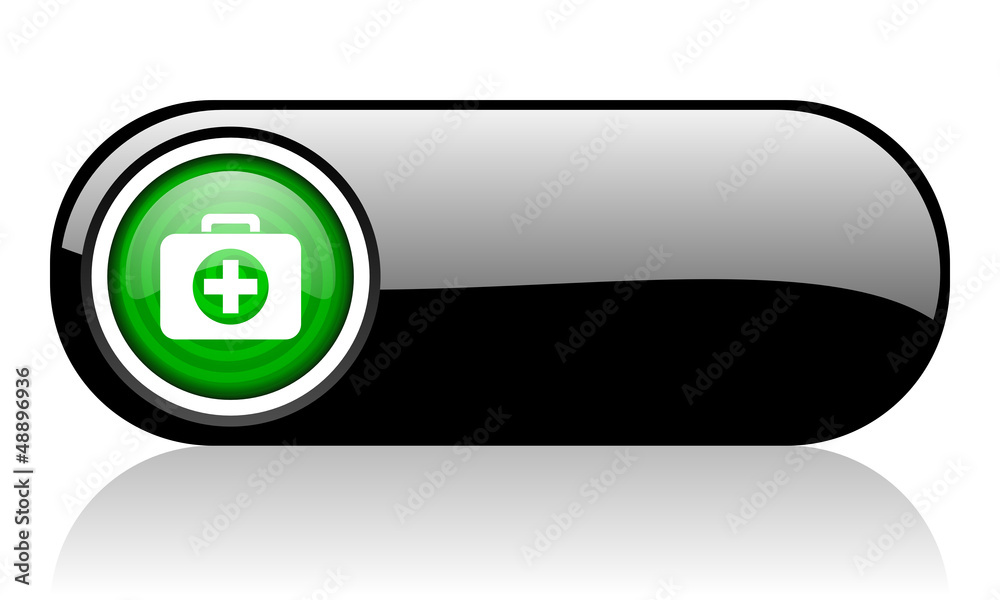 first aid kit black and green web icon on white background first aid kit black and green web icon on white background
