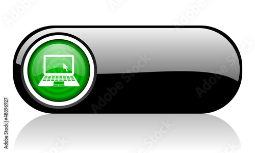 notebook black and green web icon on white background