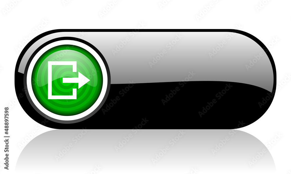 exit black and green web icon on white background exit black and green web icon on white background