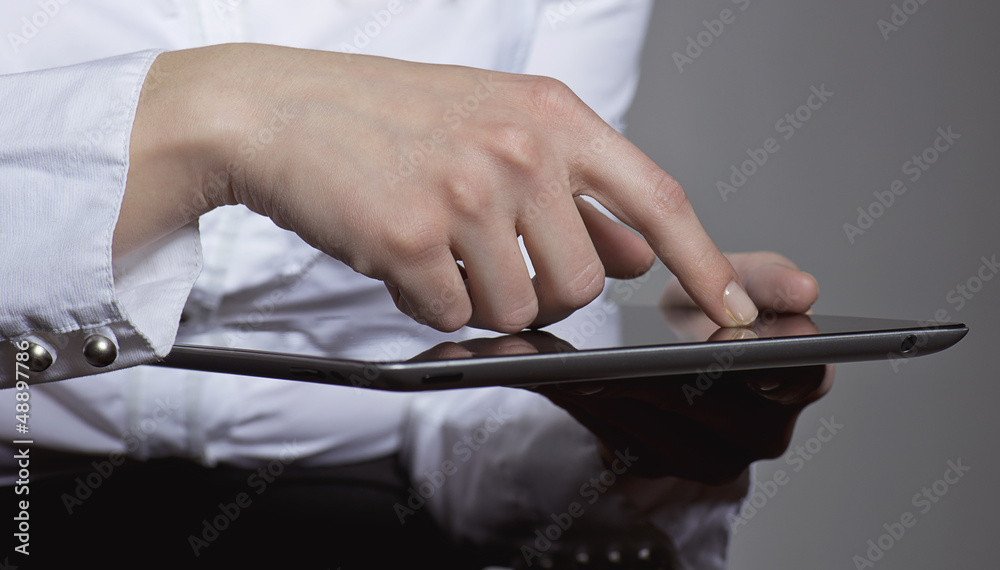 woman with a tablet