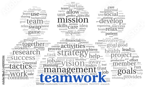 Teamwork concept in word tag cloud