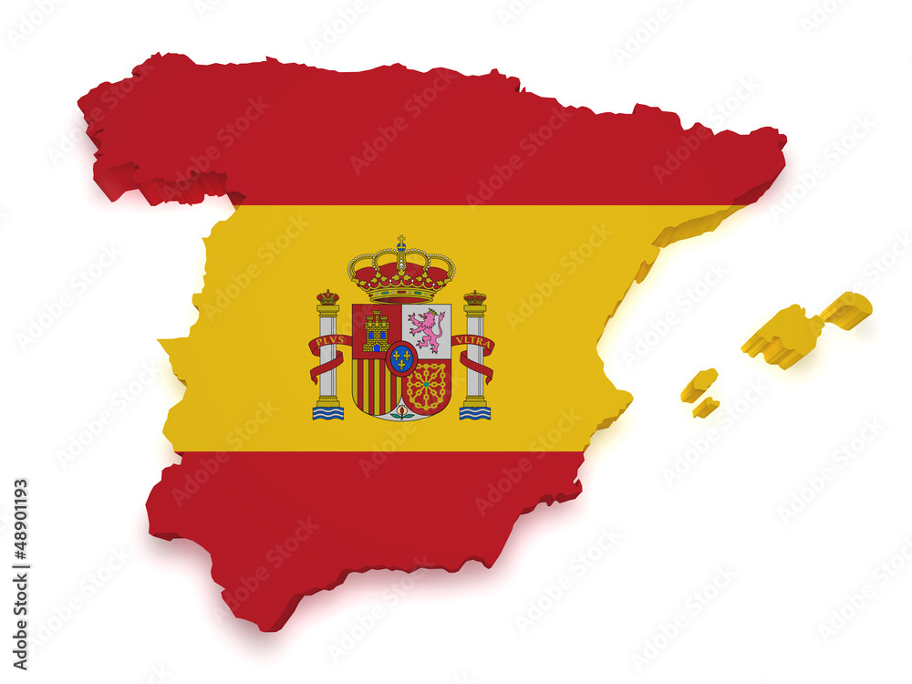 Spain Map 3d Shape - obrazy, fototapety, plakaty 