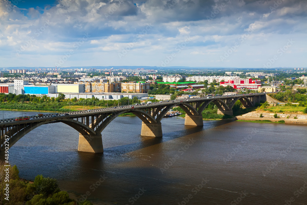   Molitovsky bridge through Oka River