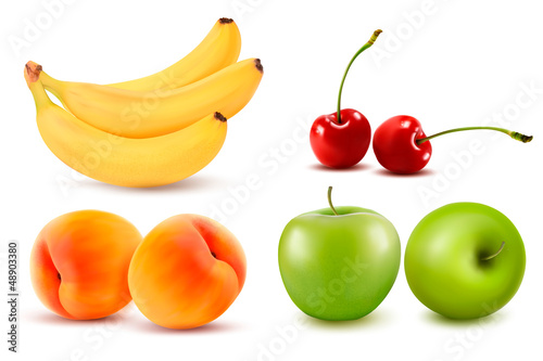 Group of fresh colorful fruit. Vector illustration.