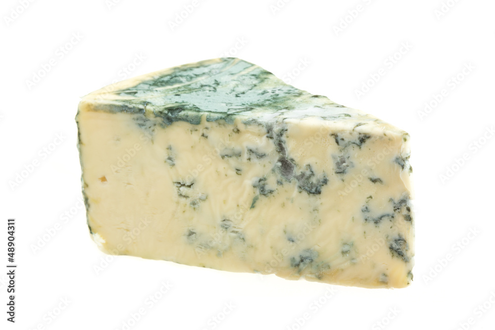 Wedge of soft blue cheese, isolated on white Wedge of soft blue cheese, isolated on white