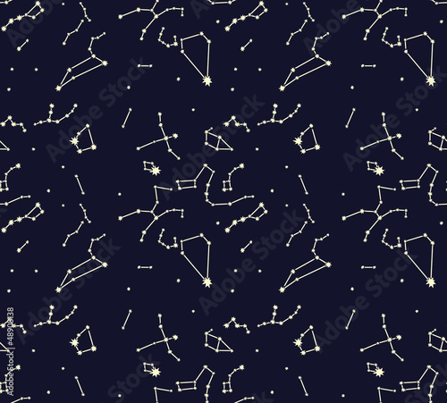 Constellation seamless pattern. Night sky