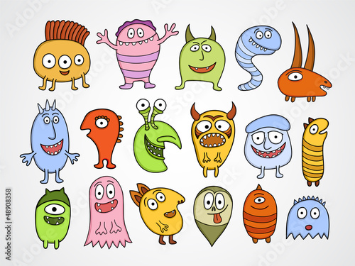 Set of funny Halloween monsters.
