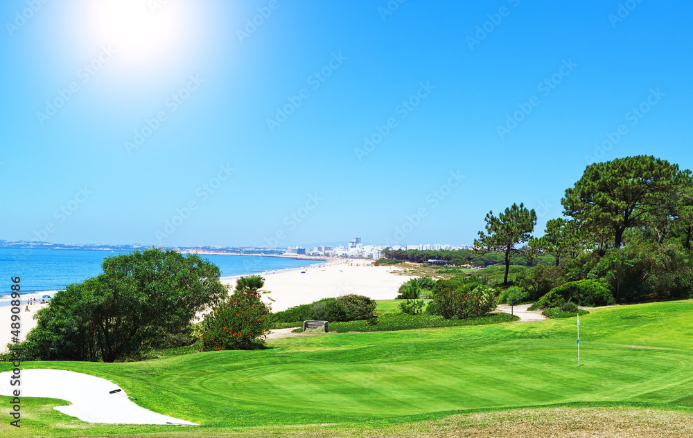 Summer day on the golf full of the sea. Portugal.