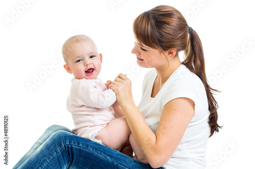 Loving mother having fun wi...
