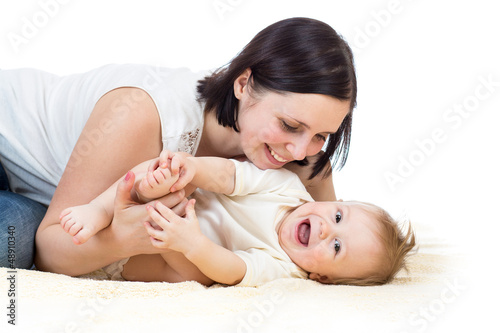 happy mother having fun wit...