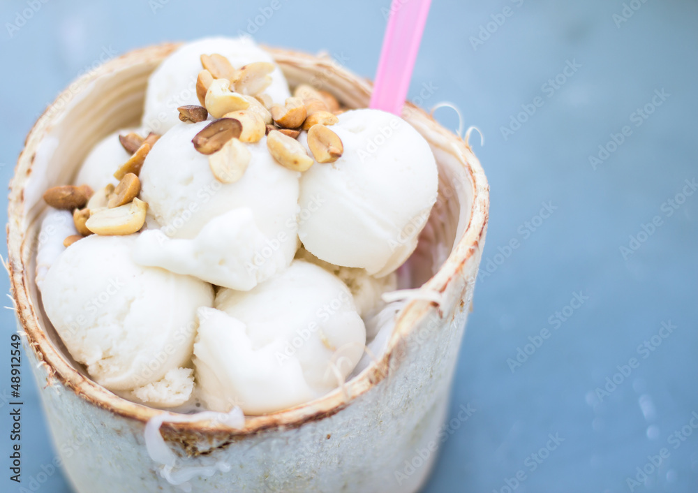 coconut Ice Cream with nuts coconut Ice Cream with nuts