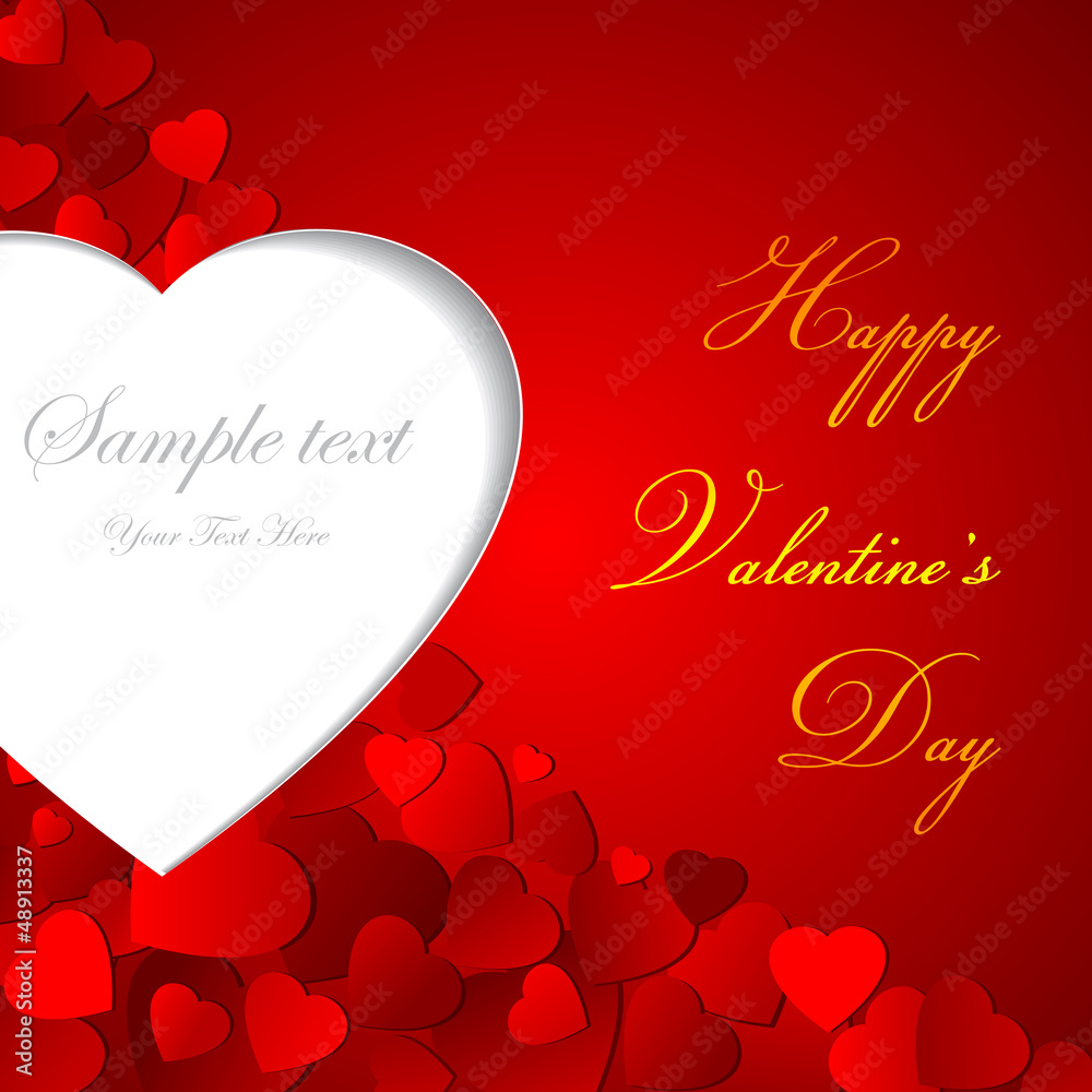 vector illustration of paper heart on love background