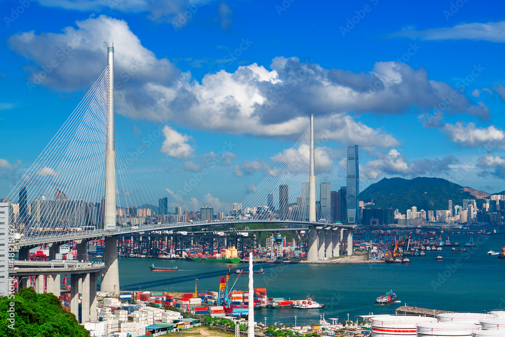 highway bridge in hongkong at day