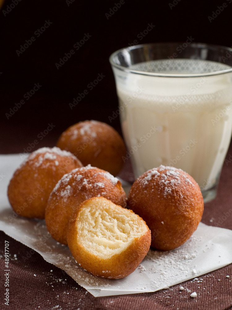 Doughnuts with glass of milk Doughnuts with glass of milk