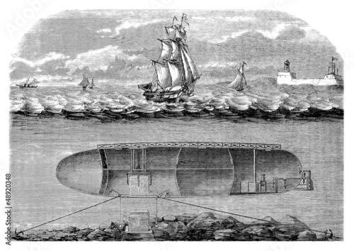 Early Submarine - Sous-Marin - U-Boot - 19th century photo